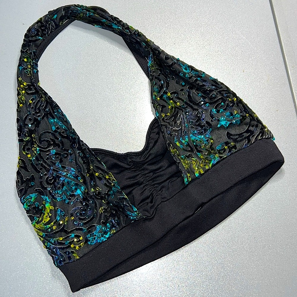Pro Cheer & Dance Bedazzled Audition Spandex Halter Top S EUC